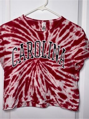 Women’s Carolina Gamecocks Garnet Cropped Tye Dye T-Shirt - ZooZatz Size: M